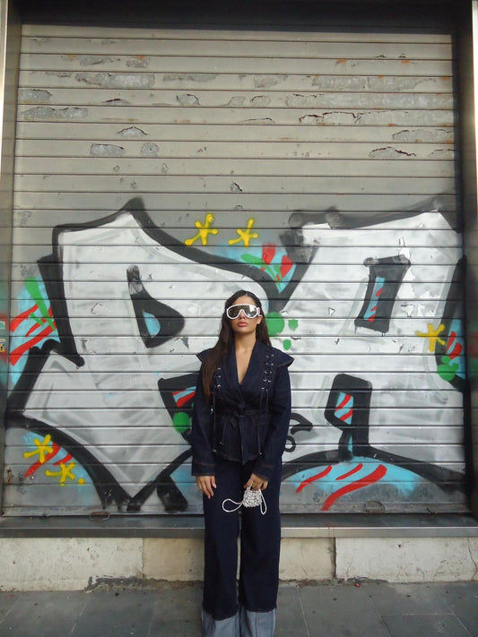 Giacca in denim con lacci