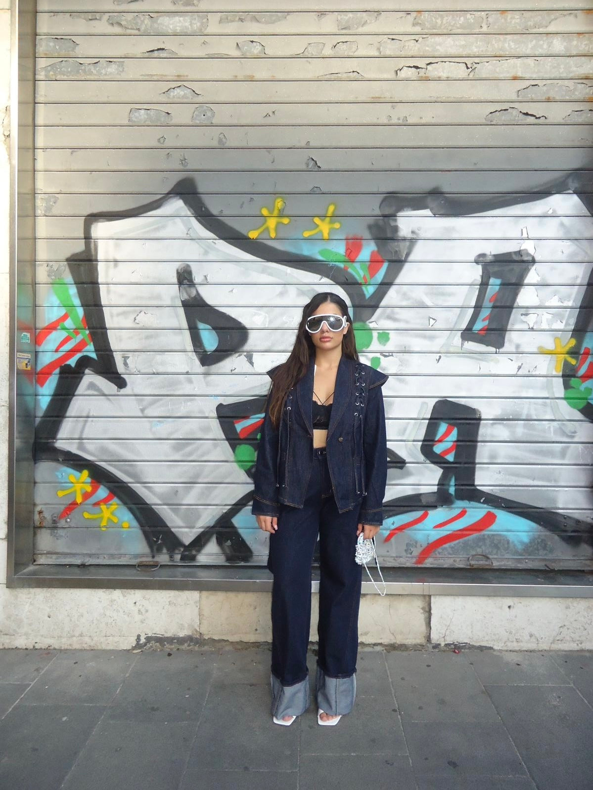 Giacca in denim con lacci